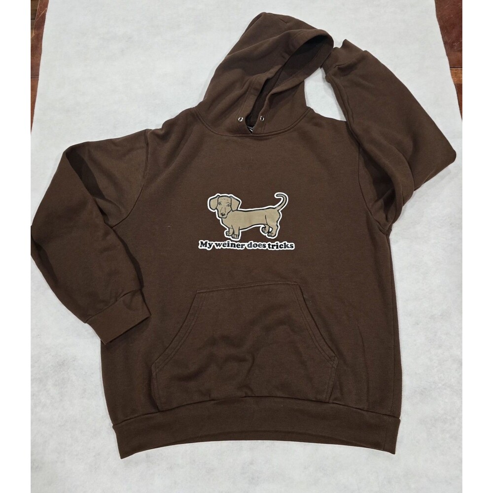 VTG Rare Y2K 2004 Funny "My Weiner Does Tricks" Ripple Junction Dog Hoodie Men M